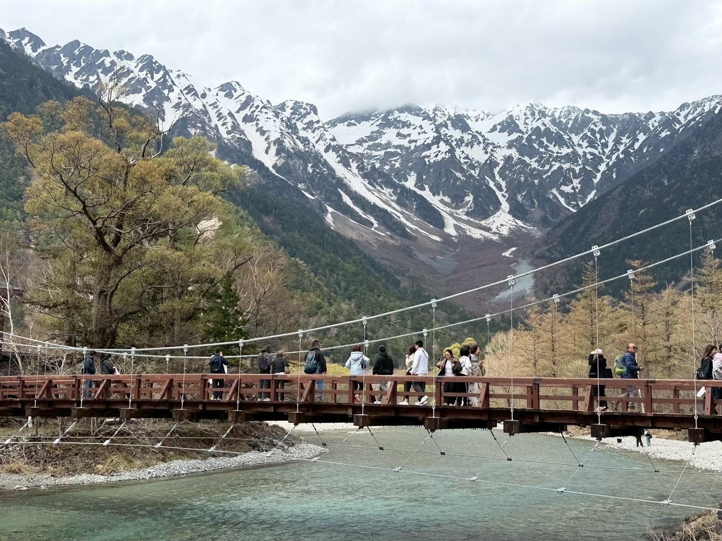 日本上高地河童橋與穗高連峰